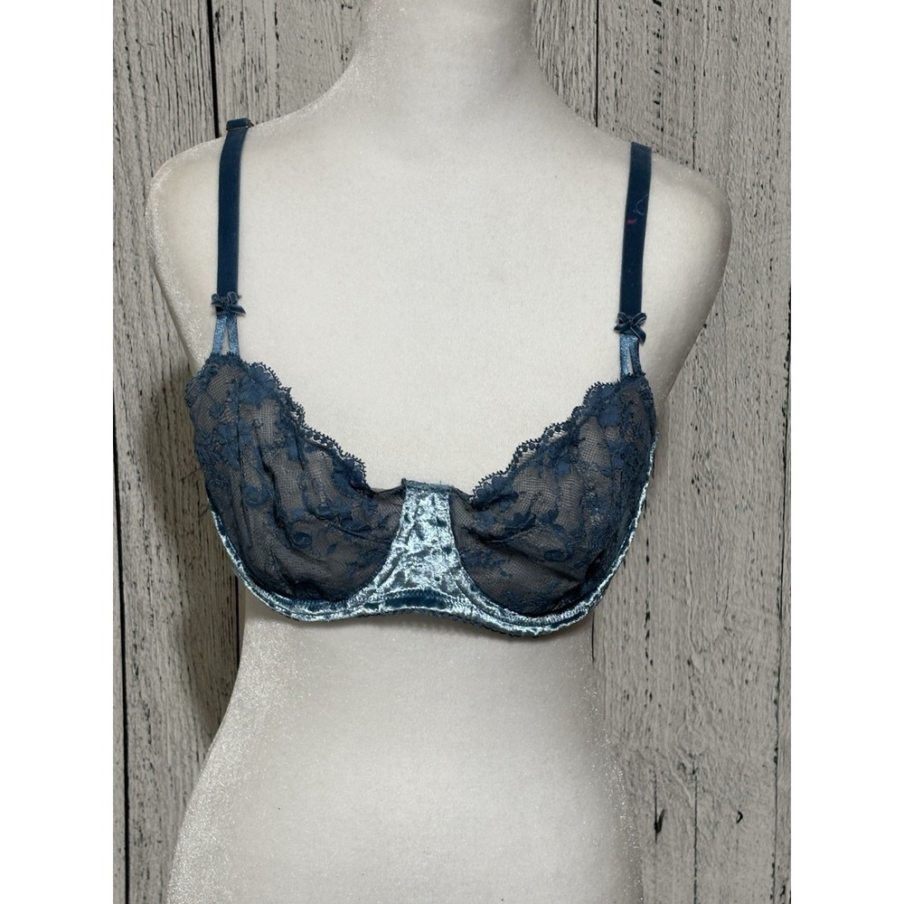 victoria secret Bra 36D Velvet Dream Angels Blue Bra Push Up Without Padding